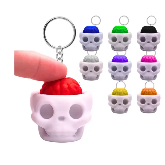 Chaveiro Caveira Botão Interativo Clicker Presente Criativo Fidget Toy Antistress Anti-Estresse
