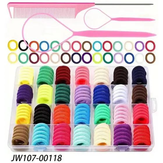 🎀 Kit Completo de Elásticos Coloridos e Acessórios para Penteado 💇♀️Transforme seus penteados c