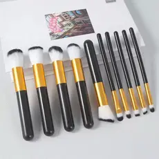 Kit 10 peças pincel kabuki precisão  Conjunto de Maquiagem para Sombra Delineador Lábios Pó Base