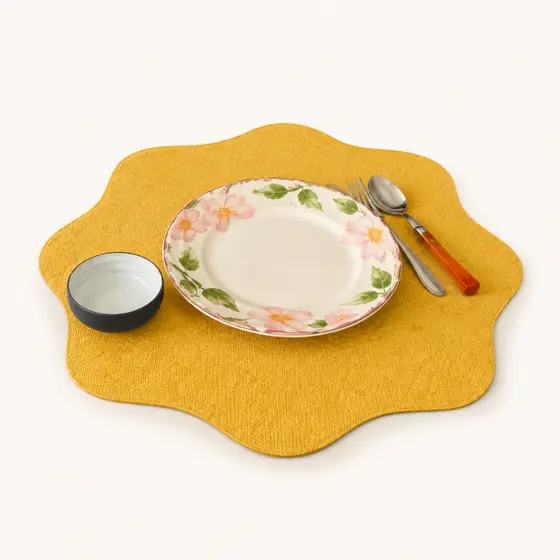 Kit 12 Jogo Americano Redondo Dourado Fosco Sousplat Magnólia PVC Flexível
