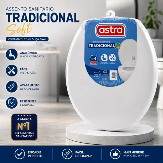 Assento Sanitário Astra Tradicional Soft Branco