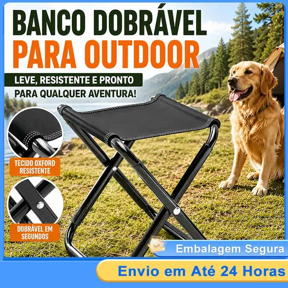 Banqueta Dobrável Ultraleve em Alumínio Resistente para Pesca Acampamento Piquenique Cadeira Portátil Prova de Desgast