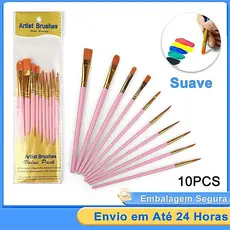 Conjunto De Pincéis De Pintura Profissional 10 Peças Para Aquarela E Pintura A Óleo Cerdas De Nylon