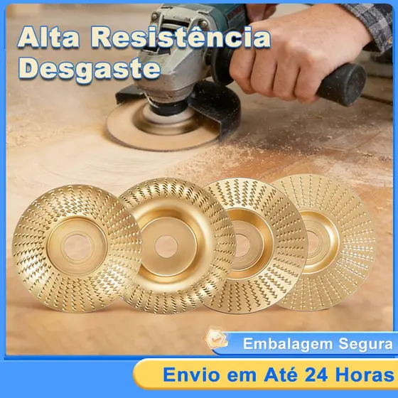 Kit jogo 4 peças Disco De Desbaste Madeira para Esmerilhadeira 100mm 4 polegadas