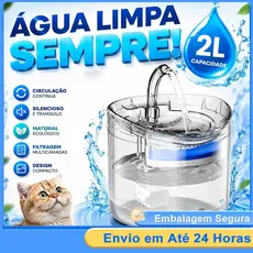 Fonte Água Automática para Gatos 1.8L Sensor Inteligente Filtro Triplo Bebedor Silencioso para Animais Estimação