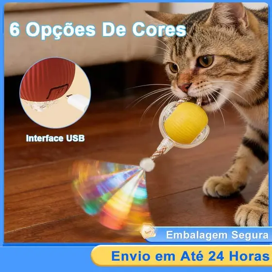Brinquedos Inteligentes Para Gatos Bola De Rolamento Automática Cauda Falsa Recarregável Elétrico