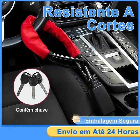 Trava Volante Anti-Roubo para Carro, Bloqueio Cinto Segurança Universal com 3 Chaves, Segurança Veicular Resistent