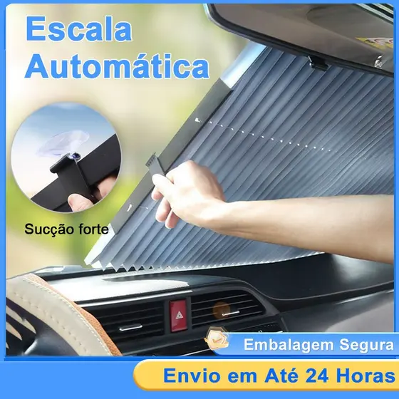 Protetor Solar Parabrisa Carro Anti-Calor - Pára-Sol Retrátil Bloqueador UV, Reduz Calor no Interior, Universal