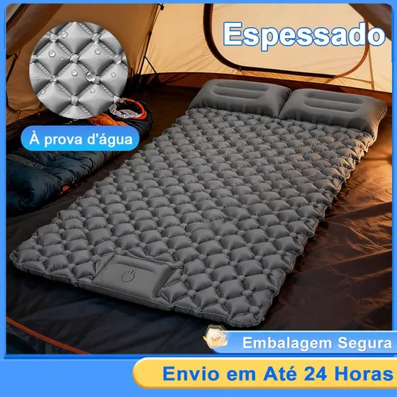ColchãO InfláVel Casal Resistente AutomáTico Multiuso Camping  190 *120*5 Cm Com Travesseiro