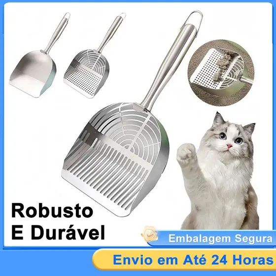 Pá Para Areia De Gatos Em Aço Inoxidável Ferramentas De Limpeza Para Animais Caixa De Areia