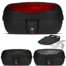 Baú Bauleto Moto Smartbox 45 Litros Preto Completo Vermelho Fumê Cristal Pro Tork ENVIO IMEDIATO