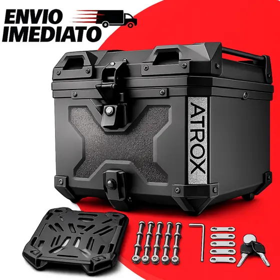 Baú Bauleto Universal Para Moto 45 litros Com Forro E Trava Anti Furto Completo ENVIO IMEDIATO