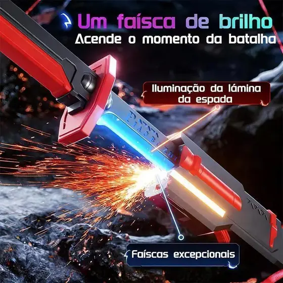 Espada 80/46cm Laser Infantil Intergaláctica Spark com Luz Som e Efeito Fumaça LED MARAVILHA