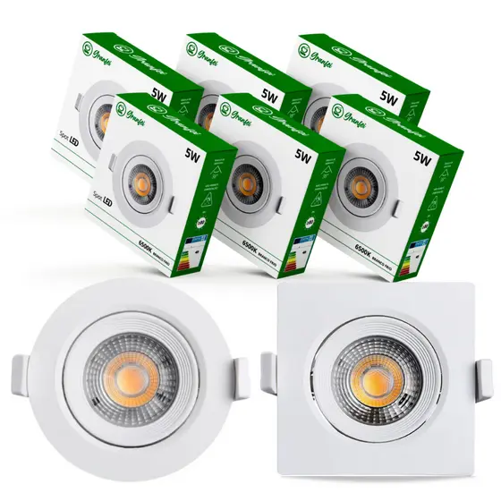 Kit 5 Luminárias Spot Led 5w Branco Embutir Direcionável Teto 3000K QUALIDADE