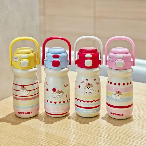 Garrafa Térmica Infantil 520ml em Aço Inox 316 com Duplo Modo de Consumo e Alça Portátil MARAVILHA