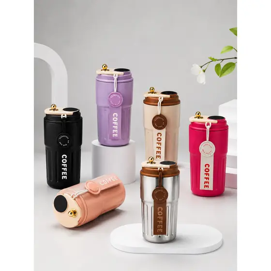 Copo Térmico Café 460ml com Tampa Vedada Design Moderno Portátil Isolamento Térmico, Ideal para Viagem Super Qualidade