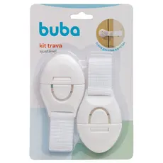 Kit 2 Travas Segurança Infantil Buba Ajustável Para Portas Gavetas Armários Adesiva Modelo 14986 Original