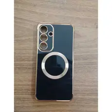 Capa Capinha Luxo Premium Compatível Samsung Galaxy S24 Plus MagSafe Preto e Dourado Anti Impacto