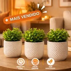 Vaso Planta Artificial- Kit até 6 Unidades Sem ou Com Plantas Artificiais- Mesa, Estante, Rack, Nicho