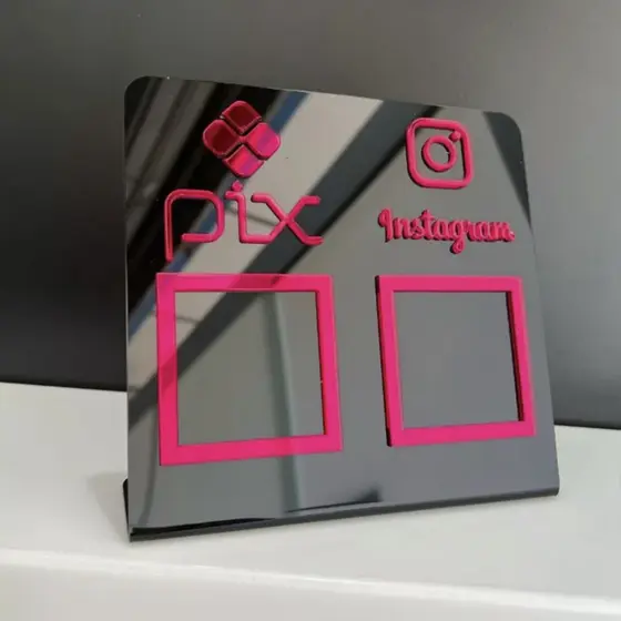 Placa Pix Display Mesa Balcão PIX Instagram Interativo