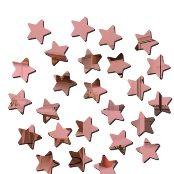 Estrelas Decorativas em Acrílico Espelhado – Kit com 25 Peças Elegantes
