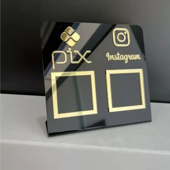 Placa Pix Instagram Personalizada Acrílico QR Code Mesa Balcão
