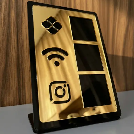 Placa Pix Display Balcão Acrílico WiFi e Instagram