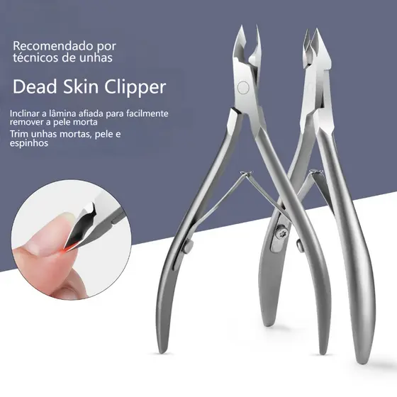 Alicate para Cutículas em Aço Inoxidável  Removedor Profissional de Pele Seca para Unhas com Design Inclinado