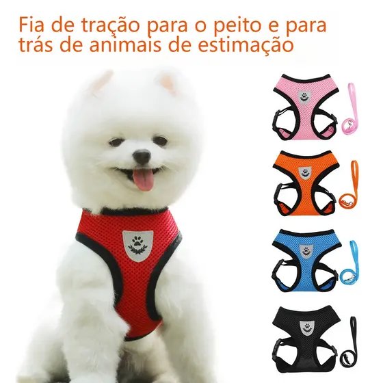 Coleira Peitoral em Malha Respirável para Cães e Gatos  Ideal para Portes Pequenos e Médios com Controle Seguro