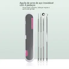 Extrator de Cravos e Espinhas em Aço Inoxidável  Pinça Ultrafina para Limpeza Profissional de Pele