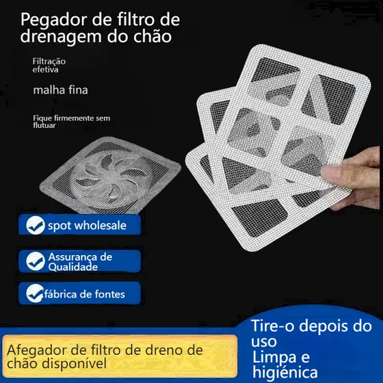 Protetor Adesivo para Ralo Descartável Filtro Antientupimento de Cabelos para Banheiro e Cozinha