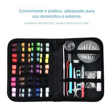 Acessórios Costura Viagem Completo - Agulhas, Linha, Tesoura e Bolsa c/ Zíper
