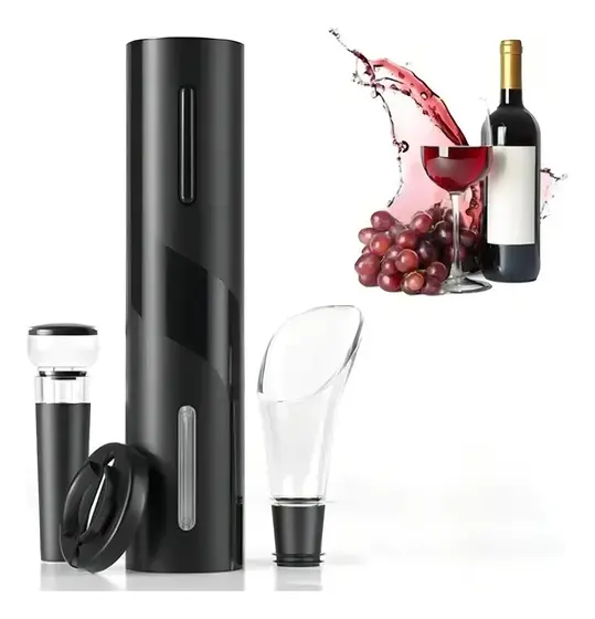 Abridor Vinho Elétrico usb Automático 4 em 1 Saca Rolhas Cortador Lacre Bomba Vácuo Promoção barato