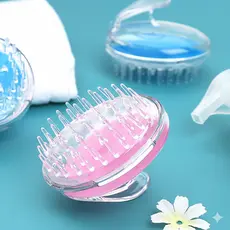 Escova Massageadora de Couro Cabeludo Pente Silicone Banho Shampoo Esfolia Anti Caspa Limpa Esfolia