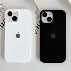 Capinha Silicone Aveludada Cor BRANCO PRETO Para IPhone 7Plus/XR/11/13/14/15/15Promax/16/16Promax