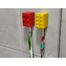 Kit 2 Suporte Escova de Dente Tipo LEGO | Porta Escova Parede Sem Furo | Organizador Banheiro