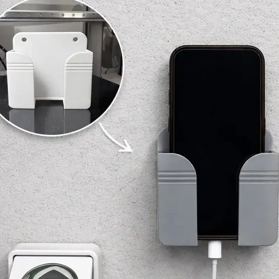 Suporte Celular Parede Sem Furo Porta Celular Carregando Com Fita e Parafusos