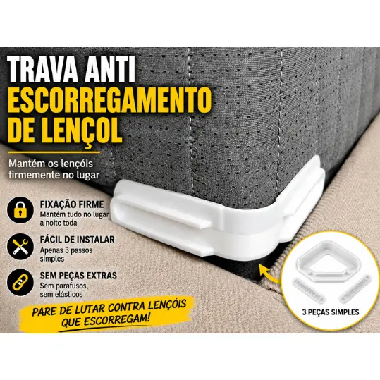Fixador de Lençol Premium - Trava Anti Escorregamento para Colchão Casal, Queen e King