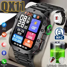 2026 Relógio Inteligente QX11 Tela 2.01" HD Chamada Bluetooth Monitor Saúde Modos Esportivos Sem Fio