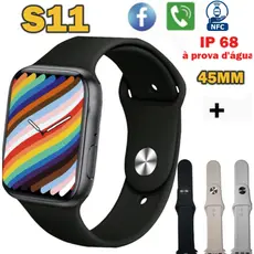 Relógio Inteligente S11 Smartwatch 45mm NFC Chamada Bluetooth IP68 À Prova D'água com 4 Pulseiras