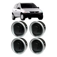 Kit Com 4 Difusor De Ar Gm Celta Anos 2001 A 2006 Preto com aro Cor Prata