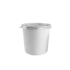 Pote de Papel 700ml White + Tampa Plastica Branco Descartavel Para Sorvete Açai Molho 50 Unidades