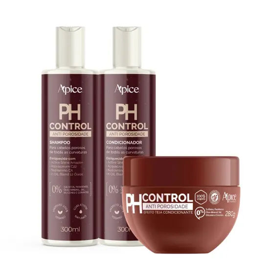 Kit Apice Shampoo Condicionador Máscara Acidificante PH Control Controle do Ph 300ml