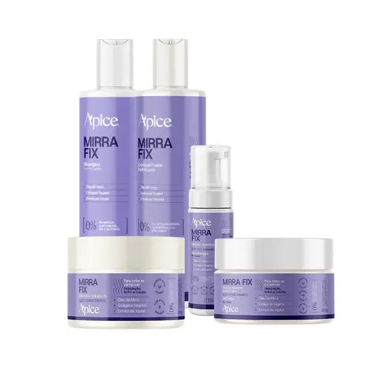 Kit 5 Mirrafix shampoo condicionador mousse gelatina mascara Apice