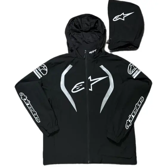 jaqueta corta vento masculina com capuz removível estilo motociclista