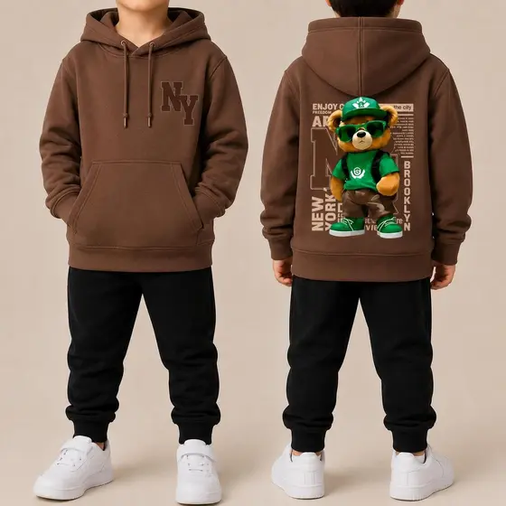 Kit Conjunto Masculino infantil Com Gorro Moletom Masculino Casaco Masculino Estiloso