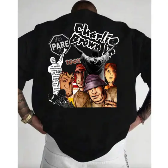 Camiseta Over Masculina Chorão Charlie Brown Jr. Homenagem Eterno 100% Algodão Oversized Casual