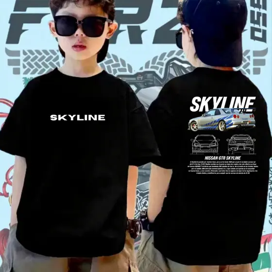 Camiseta 100% Algodão Menino Velozes E Furiosos Skyline Gtr Camisa Juvenil Infantil Carro Premium