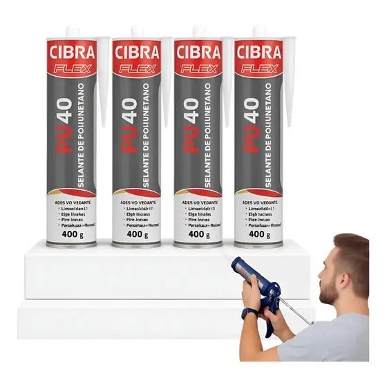 KIT 4 UNIDADES CIBRAFLEX PU 40 400G SELANTE ADESIVO POLIURETANO IMPERMEÁVEL