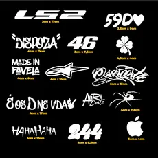 KIT 13 Adesivos Moto Carro Grau 59d Made in favel Haha Aranha 244 Ls2 Dispoza Vinil Mascara